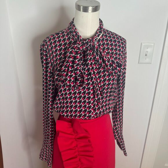 Equipment graphic houndstooth print blouse - Picture 4 of 9